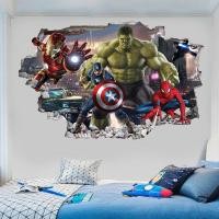ราคา Marvel League of Legends กัปตันอเมริกา Iron Man Batman Hulk Boy ห้องนอนห้องนั่งเล่นตกแต่ง Self-Adhesive Wall 6426 (41680391559)
