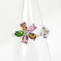ราคา แหวน แฟนซี ทัวร์มารีน ( Fancy Tourmaline ) พลอยแท้ เจียรไน สวยงาม ตัวเรือนเงิน 925 ขนาด 53 (2966760841)