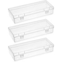 ราคา Ptwola 3 ชิ้นมินิภาชนะเก็บพลาสติกกล่องพร้อมฝาปิดบานพับ, 6.1x2.5 นิ้วสี่เหลี่ยมผืนผ้าขนาดเล็กกันฝุ่นลูกปัดใสกรณีสําหรับสะสมหัตถกรรมสินค้าขนาดเล็กเครื่องประดับ Busine (44657767681)