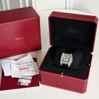 ราคา ‼️ยังไม่ได้รวมชาร์จ สอบถามก่อนสั่งซื้อ‼️ Very new ‼️ Cartier Santos 100 size mm Full Diamond After setting ใบ Open (56607922769)