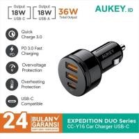 ราคา Aukey CC-Y16 ที่ชาร์จแบตในรถ 36W 18W 3 พอร์ต USB Type A & C QC PD 3.0 (44419070902)