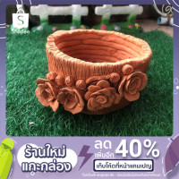 ราคา กระถางต้นไม้ดินเผาปั้นมือ ลายดอกไม้ (8358507093)