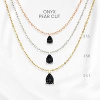 ราคา สร้อยคอนิลดำแท้ (Onyx) หยดน้ำลักชัวรี่ เงิน 925 ชุบทองคำขาว/ทอง /โรสโกลด์ จี้พลอย GEORGE Jewelry (55704992860)