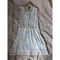 ราคา H&M เดรสสีครีมชายลูกไม้แขนกุดเอวรูดได้มีซับในไซส์(10)อก36สะโพก46ยาว37(งานมือสอง)36 (47109526992)