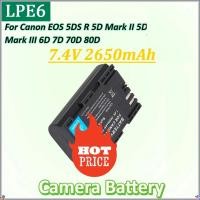 ราคา สําหรับ Canon EOS 5DS R 5D Mark II 5D Mark III 6D 7D 70D 80D แบตเตอรี่ลิเธียม 7.4V 2650mAh LP E6 LPE6 LP-E6 E6N แบตเตอรี่กล้อง + เครื่องมือ (53456741792)