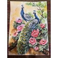 ราคา ภาพวาดนกยูงคู่ ภาพนก สีน้ำขนาดA4 นำไปใส่กรอบ ตกแต่งให้สวยงาม เสริมมงคลโชคลาภ ความรักความมั่งคั่งสมบูรณ์ (45856382436)