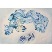 ราคา ภาพวาดสีน้ำมันบนผ้าใบ (วาดเอง) ปลากัด ปลาคาฟ (6247736779)