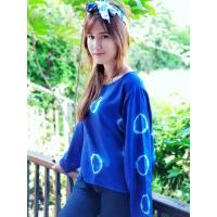 ราคา เสื้อมัดย้อมสีครามมัดลายดอกคอกลมแขนยาวค่ะ (1886364554)