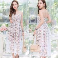 ราคา เดรสสายเดี่ยวยาวลูกไม้สีขาว (8585007753)
