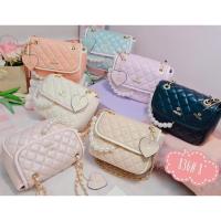 ราคา กระเป๋าสะพายข้างแบรนด์แท้Proudห้อยโซ่มุก (4056192417)