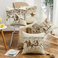 ราคา ทางทิศตะวันตก โยนปลอกหมอน Western Home Decor 18x18 ชุด 4 ชิ้น, หมอนผ้าฝ้ายผ้าลินินสําหรับโซฟาห้องนั่งเล่นและห้องนอน, หมอนชุดสําหรับคาวบอยคู่ชายหญิง (สีเบจ) (55859172436)