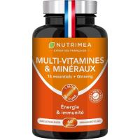ราคา Nutrimea Multis and Minerals 16 s & Minerals + Ginseng s A B6 B9 B12 C D3 E Magnesium Iron Zinc & Calcium Energy Vitality Power ผลิตในฝรั่งเศส (46859498660)