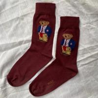 ราคา Polo Ralph Lauren Bear ปัก Crew Socks Burgundy scnd prlvd origina Maroon Socks (57457530878)
