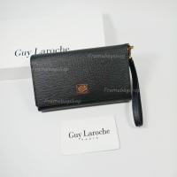 ราคา Guy Laroche กระเป๋าสตางค์ผู้หญิงใบกลาง สามพับ สีดำ หนังลาย อะไหล่ทอง หนังแท้100% (23357138214)
