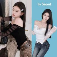 ราคา Korean เสื้อปาดไหล่แขนยาว ซีทรูย่น อกแต่งผีเสื้อ ทรงเข้ารูป สวยเก๋ (42368037093)