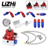 ราคา LIZHI - Universal Adjustable Fuel Pressure Regulator With Gauge+AN6 Fuel Line Hose+Fittings End Kit (57806613637)