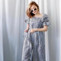 ราคา จั๊มสูทผ้าฝ้าย ลายริ้ว จั้มสูทสาวอวบ จั้มสูทขายาว คุณหนูมาก (23982264041)