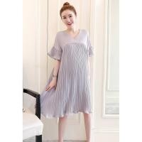 ราคา ชุดคลุมท้องผ้าชีฟองสีเทาอัดพลีท (7564747761)
