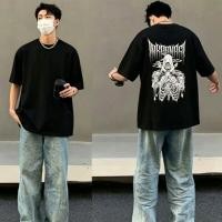 ราคา Men วินเทจ American Street เสื้อยืดแขนสั้นสไตล์เกาหลี oversize ขาวยืดสไตล์คู่รักสบายOVERSIZEเสื้อยืด (49258774525)
