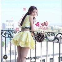 ราคา made of fabric แบรนด์ แท้ 100% size XS เสื้อครอป+กระโปรงบาน สีเหลือง (22057433202)