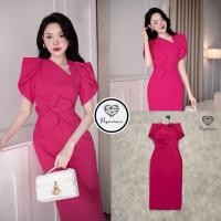 ราคา [PISAMAI] เดรสไหล่ตั้งสีชมพูแต่งดอก3Dช่วงอก สวยอลังการ (40461491893)