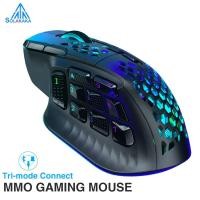 ราคา SOLAKAKA SM809 Pro Wireless MMO Gaming Mouse PAW3311 16 ปุ่มด้านข้าง 24000 DPI RGB Honeycomb โปรแกรม Macro เมาส์ไร้สาย (54907521648)