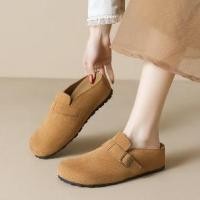 ราคา ✨Size34-41 รองเท้าแนว Loafer / Clog หนังกลับทรงมินิมอล มีสายคาดหัวเข็มขัด โทนคาราเมลกับครีม ดูละมุนมาก ไซส์ใหญ่ (48206529794)