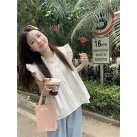 ราคา เสื้อเชิ้ตลายสก๊อตสีน้ำเงิน เสื้อแขนกุดผู้หญิง OOTD (47605918037)