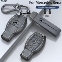 ราคา ZOBIG New Zinc alloy+leather Key Fob Cover for Benz Car Key Case Shell with Keychain For Fit Merced (28656405204)