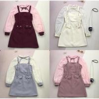 ราคา [LISA] A0221 ชุดเซตเดรสเอี๊ยมกระโปรง 2 ชิ้น เสื้อแขนยาวซีทรูแต่งกระเป๋ากระดุมไข่มุก (25228906206)