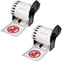ราคา 2 x Rolls Brother DK 22251 2251 สีดํา/แดงบนป้ายต่อเนื่องสีขาวสําหรับ QL-800 QL-810W QL-820NWB (57807933181)