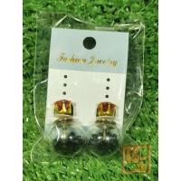 ราคา ต่างหู ต่างหูสตั๊ค Stud Earring ต่างหูแฟชั่น ต่างหูแก้ว คริสตัลสีดำ (9747601549)