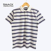 ราคา เสื้อโปโลคอปกผู้ชาย สีขาวตัดกรมชมพู สไตส์มินิมอล แบรนด์ smack aspiration งานญี่ปุ่นมือสอง (24319013704)