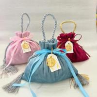 ราคา ถุงผ้า หูหิ้ว กำมะหยี่ ใส่ของชำร่วย ขนาม งานแต่ง (สินค้าพร้อมส่ง) (25621181008)