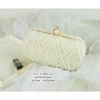 ราคา สินค้ามาใหม่กระเป๋าออกงาน สีขาว Off-white มุกทั้งใบ แบบเก๋ (578158865)