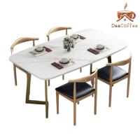 ราคา ชุดโต๊ะกินข้าวพร้อมเก้าอี้ 4ที่นั่ง ลายหินอ่อน Table Set Dee Coffee (13115535942)