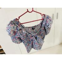 ราคา เสื้อครอป แขนตุ๊กตา ผ้าชีฟองแขนฟอง เสื้อชีฟองลายดอก (11828579019)