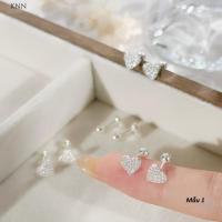 ราคา ต่างหูเงินตาหัวใจเล็กและหมุดลูกไม้บิดเล็กที่สวยงามทําจากเงิน s925 SA066a (48701588594)