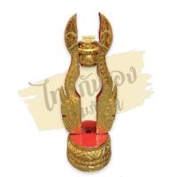 ราคา ขาตั้งตาลปัตร ปิดทองพญานาค แท่นเสียบตาลปัตร พญานาคปิดทอง ขนาดกว้าง 7"xสูง 20" (18137235874)