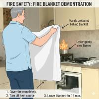 ราคา ผ้าคลุมดับไฟ Fire Blanket ผ้าคลุมกันไฟ size กะทัดรัด 60 x 60 ซม. ออกแบบมาเพื่อดับไฟขนาดเล็กโดยเฉพาะที่ติดครัว รถยนต์ (7343639128)