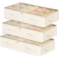 ราคา QTLCOHD 3แพ็คใต้เตียงภาชนะเก็บ,31.5 x 17.7 x 6นิ้วขนาดใหญ่พับสีเบจใต้เตียงลิ้นชักจัดเก็บมีหูหิ้วและฝาปิดสําหรับเสื้อผ้า,ผ้า,ผ้าห่ม,รอง (43879357659)