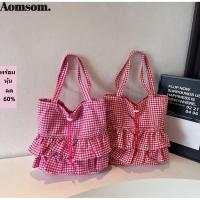 ราคา กระเป๋า tote AOMSOM พิมพ์ลูกไม้ใบบัว สไตล์แคชวล ขนาดใหญ่ มีสายดึงสำหรับสะพายข้าง (45209043396)