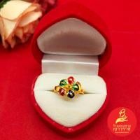 ราคา แหวนทองลงยาลายดอกไม้ ชุบทอง ใส่เสริมบารมี ใส่ได้ทุกโอกาส ใส่อาบน้ำได้ รูปถ่ายจากสินค้าจริง พร้อมส่ง (25234733990)