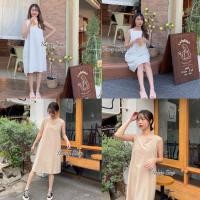 ราคา KORRA ·͜·♡เดรสยาวแขนกุดผูกโบว์หลัง งานมินิมอล ผ้าลินินแท้ น่ารักสุดๆ ♡minimal dress♡ (19172882178)