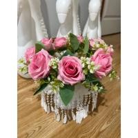 ราคา พานขันหมาก พานดอกไม้ งานแต่ง พานชายริ้วสีขาว+กุหลาบสีชมพูดอกใหญ่ งานหมั้น พานดอกไม้ งานขันหมาก modern 1พาน จัดใหม่ๆๆ (41722955421)