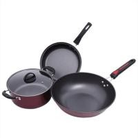 ราคา [3in1] เครื่องครัว Non-Stick กระทะหม้อ Panci Teflon ชุดหม้อชามกระทะทอดลึกชุด Periuk Kukus หม้อหุงข้าว Kuali (42700301136)