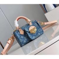 ราคา Louis Vuitton, New Years Eve ขายร้อน Nano speedy กระเป๋าถือ DENIM DENIM สายคล้องไหล่ที่ถอดออกได้ปรับไหล่กระเป๋าสุภาพสตรี Cross-body กระเป๋าหมอนกระเป๋ากระเป๋าหญิง M82950 (55259734385)