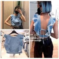 ราคา NEW(พร้อมส่ง) เสื้อครอป TOPSHOP ผ้ายีนส์ฟอก (5763030967)