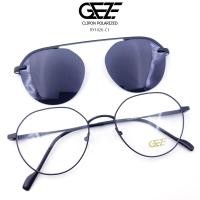 ราคา กรอบแว่นสายตา GEZE Clip-On รุ่น RY1026 - C1 เต็มกรอบสีดำ คลิปออนแม่เหล็ก เลนส์กันแดด Polarized (2420495570)