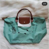 ราคา New‼️Longchamp หูสั้น size M สีเขียวลาย Limited กรงนก (5194425946)